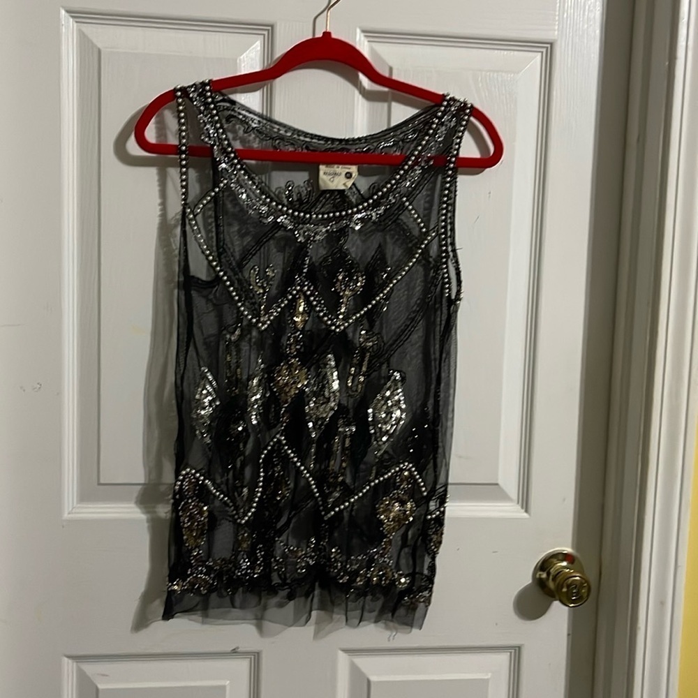 Magma mesh beaded with pearls tank size M